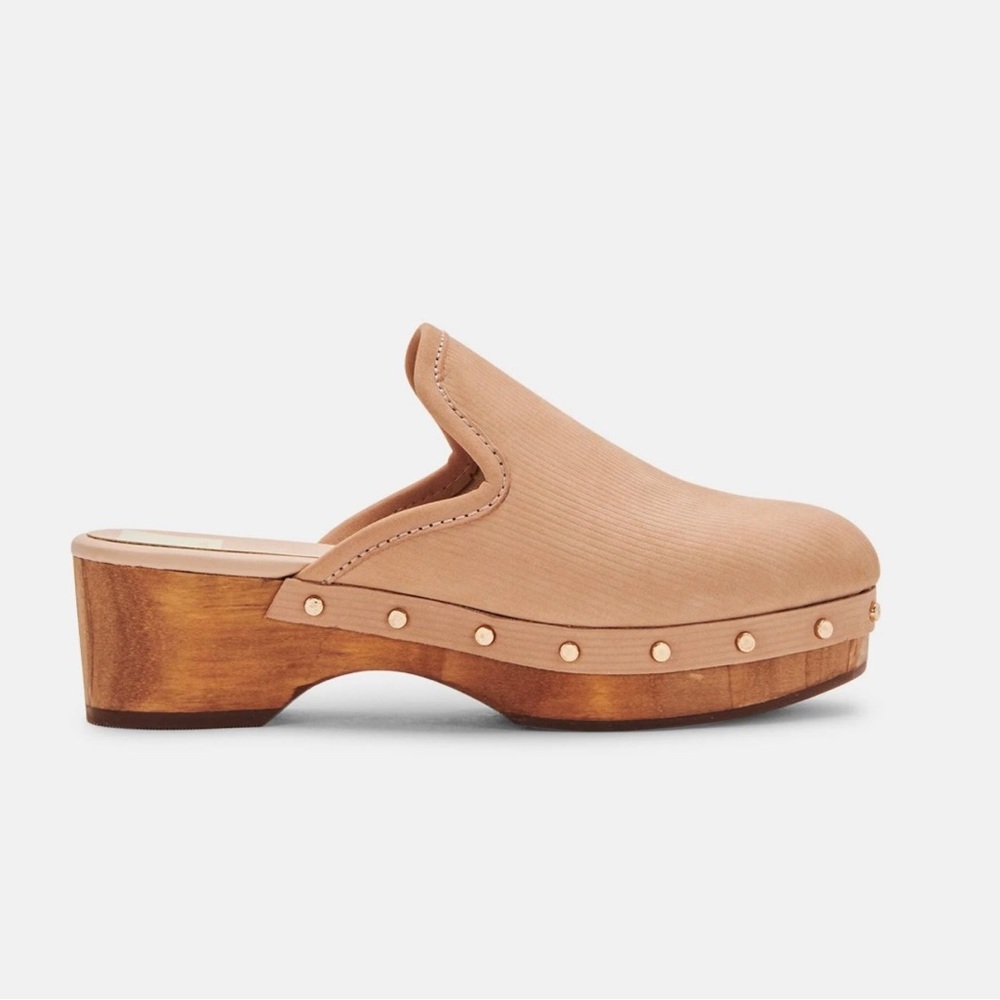 Closen Studded Detail Nubuck Clogs